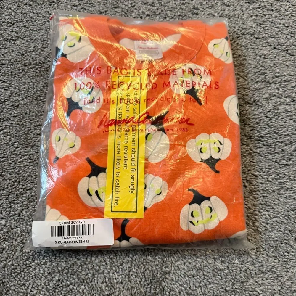 Hanna Andersson Pumpkin Print Long John Pajama Set Sz 120cm